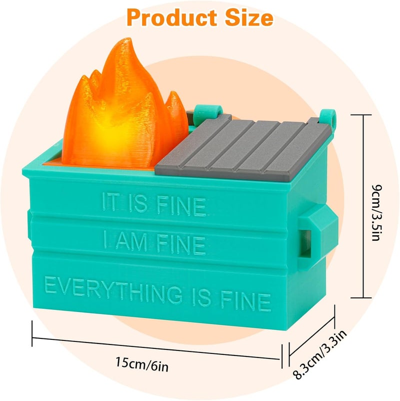 Dalycro Dumpster Fire Pencil Holder Fun Desk Accessories with Removable Flame Light Touch Dimming Mode & USB Charging Port Perfect Pen Holder for Desk, Funny Gift for Coworkers - Image 2